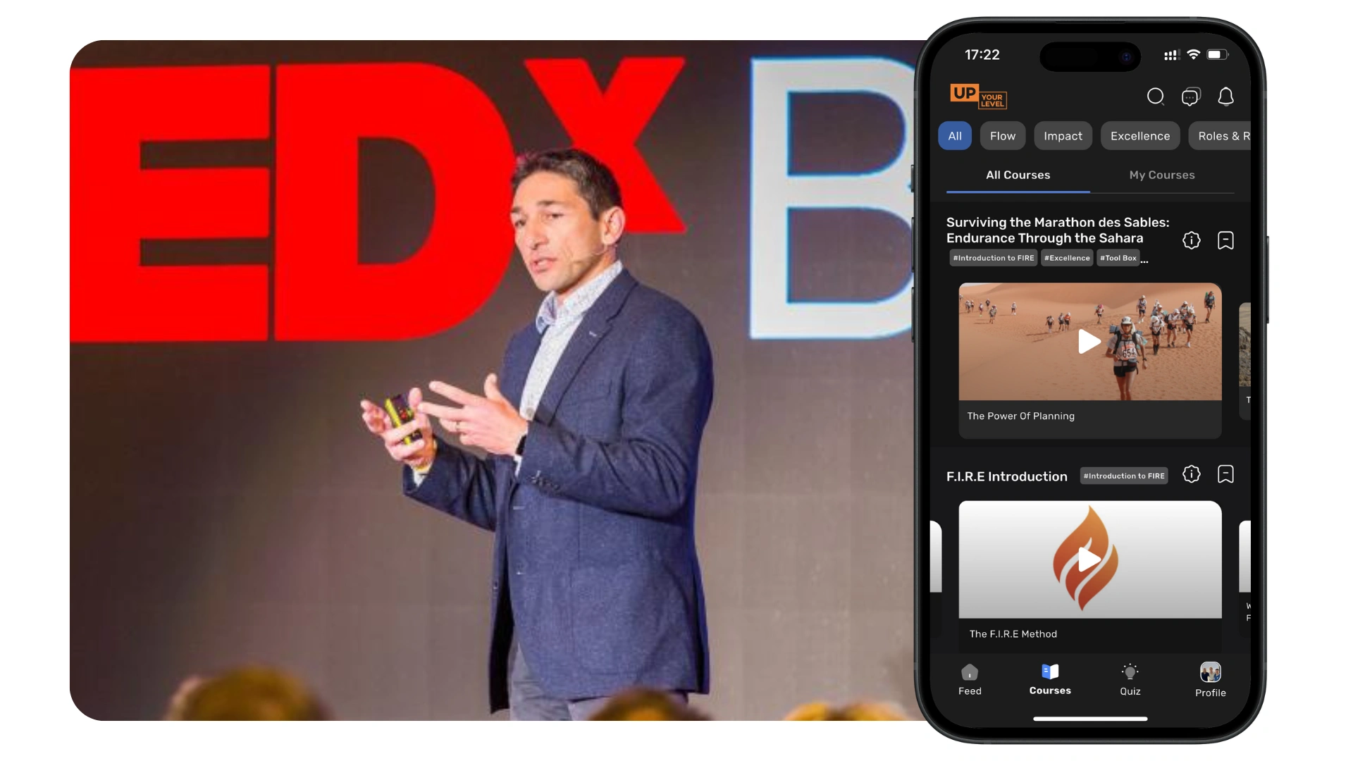Nathan Farrugia speaking at TEDx with app showcase
